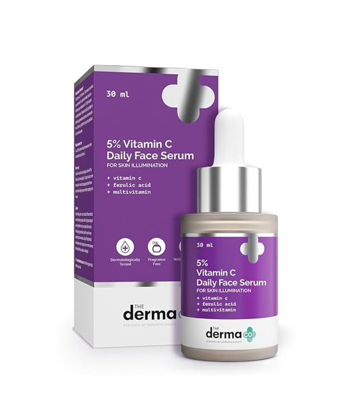 The Derma Co 5% Vitamin C Daily Face Serum with Ferulic Acid & Multivitamin 30ml