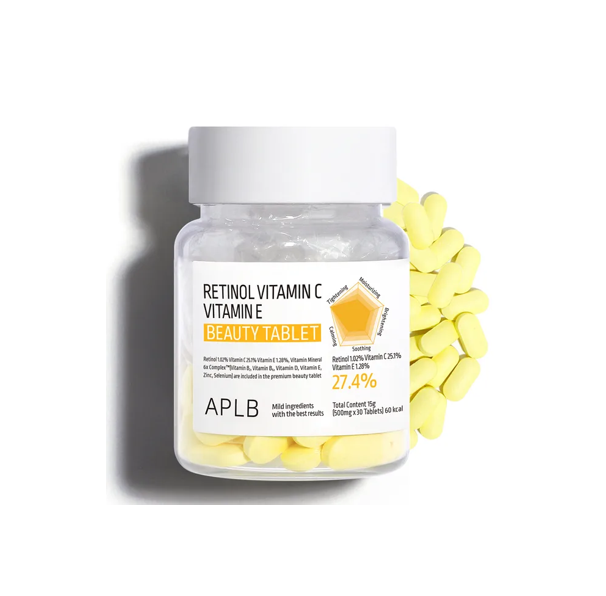 APLB Retinol Vitamin C Vitamin E Beauty Tablet 500mg x 30 Tablets